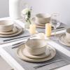 imageAmorArc Ceramic Dinnerware Sets for 4Round Reactive Glaze Stoneware Plates and Bowls SetHighly Scratch Resistant Dishware  Dishwasher ampamp Microwave Safe Dishes SetService for 4 12pcPearled Ivory