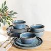 imageAmorArc Ceramic Dinnerware Sets for 4Round Reactive Glaze Stoneware Plates and Bowls SetHighly Scratch Resistant Dishware  Dishwasher ampamp Microwave Safe Dishes SetService for 4 12pcCeylon Blue
