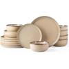 imageAmorArc Ceramic Dinnerware Sets for 4Round Reactive Glaze Stoneware Plates and Bowls SetHighly Scratch Resistant Dishware  Dishwasher ampamp Microwave Safe Dishes SetService for 4 12pcLatte Color