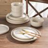 imageAmorArc Ceramic Dinnerware Sets for 4Round Reactive Glaze Stoneware Plates and Bowls SetHighly Scratch Resistant Dishware  Dishwasher ampamp Microwave Safe Dishes SetService for 4 12pcPearled Ivory