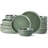 imageAmorArc Ceramic Dinnerware Sets for 4Round Reactive Glaze Stoneware Plates and Bowls SetHighly Scratch Resistant Dishware  Dishwasher ampamp Microwave Safe Dishes SetService for 4 12pcJade Green