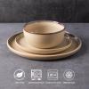 imageAmorArc Ceramic Dinnerware Sets for 4Round Reactive Glaze Stoneware Plates and Bowls SetHighly Scratch Resistant Dishware  Dishwasher ampamp Microwave Safe Dishes SetService for 4 12pcLatte Color