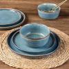 imageAmorArc Ceramic Dinnerware Sets for 4Round Reactive Glaze Stoneware Plates and Bowls SetHighly Scratch Resistant Dishware  Dishwasher ampamp Microwave Safe Dishes SetService for 4 12pcCeylon Blue