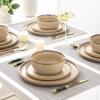 imageAmorArc Ceramic Dinnerware Sets for 4Round Reactive Glaze Stoneware Plates and Bowls SetHighly Scratch Resistant Dishware  Dishwasher ampamp Microwave Safe Dishes SetService for 4 12pcLatte Color