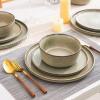 imageAmorArc Ceramic Dinnerware Sets for 4Round Reactive Glaze Stoneware Plates and Bowls SetHighly Scratch Resistant Dishware  Dishwasher ampamp Microwave Safe Dishes SetService for 4 12pcReactive Glaze