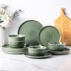 imageAmorArc Ceramic Dinnerware Sets for 4Round Reactive Glaze Stoneware Plates and Bowls SetHighly Scratch Resistant Dishware  Dishwasher ampamp Microwave Safe Dishes SetService for 4 12pcJade Green