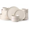 imageAmorArc Ceramic Dinnerware Sets for 4Round Reactive Glaze Stoneware Plates and Bowls SetHighly Scratch Resistant Dishware  Dishwasher ampamp Microwave Safe Dishes SetService for 4 12pcPearled Ivory