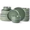 imageAmorArc Ceramic Dinnerware Sets for 4Round Reactive Glaze Stoneware Plates and Bowls SetHighly Scratch Resistant Dishware  Dishwasher ampamp Microwave Safe Dishes SetService for 4 12pcJade Green