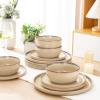 imageAmorArc Ceramic Dinnerware Sets for 4Round Reactive Glaze Stoneware Plates and Bowls SetHighly Scratch Resistant Dishware  Dishwasher ampamp Microwave Safe Dishes SetService for 4 12pcLatte Color