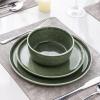 imageAmorArc Ceramic Dinnerware Sets for 4Round Reactive Glaze Stoneware Plates and Bowls SetHighly Scratch Resistant Dishware  Dishwasher ampamp Microwave Safe Dishes SetService for 4 12pcJade Green