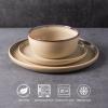 imageAmorArc Ceramic Dinnerware Sets for 4Round Reactive Glaze Stoneware Plates and Bowls SetHighly Scratch Resistant Dishware  Dishwasher ampamp Microwave Safe Dishes SetService for 4 12pcLatte Color