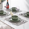 imageAmorArc Ceramic Dinnerware Sets for 4Round Reactive Glaze Stoneware Plates and Bowls SetHighly Scratch Resistant Dishware  Dishwasher ampamp Microwave Safe Dishes SetService for 4 12pcJade Green