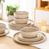 imageAmorArc Ceramic Dinnerware Sets for 4Round Reactive Glaze Stoneware Plates and Bowls SetHighly Scratch Resistant Dishware  Dishwasher ampamp Microwave Safe Dishes SetService for 4 12pcLatte Color
