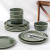 imageAmorArc Ceramic Dinnerware Sets for 4Round Reactive Glaze Stoneware Plates and Bowls SetHighly Scratch Resistant Dishware  Dishwasher ampamp Microwave Safe Dishes SetService for 4 12pcJade Green