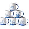 imageAmorArc Large Coffee Mugs Set of 6 18oz Ceramic Coffee Cups with Sea Life Textured Patterns for Tea Latte Cocoa Easy to HoldampampClean DishwasherampampMicrowave Safe Matt WhiteMatte White