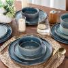 imageAmorArc Ceramic Dinnerware Sets Handmade Reactive Glaze Stoneware Plates and Bowls SetsHighly Chip and Crack Resistant  Dishwasher ampamp Microwave Safe Dishes Set Service for 4 12pcCeylon Blue