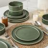 imageAmorArc Ceramic Dinnerware Sets Handmade Reactive Glaze Stoneware Plates and Bowls SetsHighly Chip and Crack Resistant  Dishwasher ampamp Microwave Safe Dishes Set Service for 4 12pcJade Green