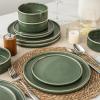 imageAmorArc Ceramic Dinnerware Sets Handmade Reactive Glaze Stoneware Plates and Bowls SetsHighly Chip and Crack Resistant  Dishwasher ampamp Microwave Safe Dishes Set Service for 4 12pcJade Green