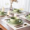 imageAmorArc Ceramic Dinnerware Sets Handmade Reactive Glaze Stoneware Plates and Bowls SetsHighly Chip and Crack Resistant  Dishwasher ampamp Microwave Safe Dishes Set Service for 4 12pcOliver Green