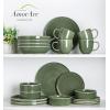 imageAmorArc Ceramic Dinnerware Sets Handmade Reactive Glaze Stoneware Plates and Bowls SetsHighly Chip and Crack Resistant  Dishwasher ampamp Microwave Safe Dishes Set Service for 4 12pcJade Green