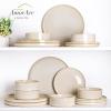 imageAmorArc Ceramic Dinnerware Sets Handmade Reactive Glaze Stoneware Plates and Bowls SetsHighly Chip and Crack Resistant  Dishwasher ampamp Microwave Safe Dishes Set Service for 4 12pcVanilla White
