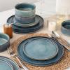 imageAmorArc Ceramic Dinnerware Sets Handmade Reactive Glaze Stoneware Plates and Bowls SetsHighly Chip and Crack Resistant  Dishwasher ampamp Microwave Safe Dishes Set Service for 4 12pcCeylon Blue