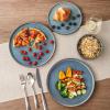 imageAmorArc Ceramic Dinnerware Sets Handmade Reactive Glaze Stoneware Plates and Bowls SetsHighly Chip and Crack Resistant  Dishwasher ampamp Microwave Safe Dishes Set Service for 4 12pcCeylon Blue