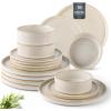 imageAmorArc Ceramic Dinnerware Sets Handmade Reactive Glaze Stoneware Plates and Bowls SetsHighly Chip and Crack Resistant  Dishwasher ampamp Microwave Safe Dishes Set Service for 4 12pcVanilla White