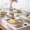 imageAmorArc Ceramic Dinnerware Sets Handmade Reactive Glaze Stoneware Plates and Bowls SetsHighly Chip and Crack Resistant  Dishwasher ampamp Microwave Safe Dishes Set Service for 4 12pcCappuccino