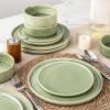 imageAmorArc Ceramic Dinnerware Sets Handmade Reactive Glaze Stoneware Plates and Bowls SetsHighly Chip and Crack Resistant  Dishwasher ampamp Microwave Safe Dishes Set Service for 4 12pcOliver Green