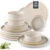 imageAmorArc Ceramic Dinnerware Sets Handmade Reactive Glaze Stoneware Plates and Bowls SetsHighly Chip and Crack Resistant  Dishwasher ampamp Microwave Safe Dishes Set Service for 4 12pcVanilla White