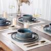 imageAmorArc Ceramic Dinnerware Sets Handmade Reactive Glaze Stoneware Plates and Bowls SetsHighly Chip and Crack Resistant  Dishwasher ampamp Microwave Safe Dishes Set Service for 4 12pcCeylon Blue