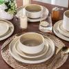 imageAmorArc Ceramic Dinnerware Sets Handmade Reactive Glaze Stoneware Plates and Bowls SetsHighly Chip and Crack Resistant  Dishwasher ampamp Microwave Safe Dishes Set Service for 4 12pcReactive Sand
