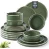 imageAmorArc Ceramic Dinnerware Sets Handmade Reactive Glaze Stoneware Plates and Bowls SetsHighly Chip and Crack Resistant  Dishwasher ampamp Microwave Safe Dishes Set Service for 4 12pcJade Green