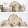 imageAmorArc Ceramic Dinnerware Sets Handmade Reactive Glaze Stoneware Plates and Bowls SetsHighly Chip and Crack Resistant  Dishwasher ampamp Microwave Safe Dishes Set Service for 4 12pcCappuccino