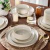 imageAmorArc Ceramic Dinnerware Sets Handmade Reactive Glaze Stoneware Plates and Bowls SetsHighly Chip and Crack Resistant  Dishwasher ampamp Microwave Safe Dishes Set Service for 4 12pcVanilla White