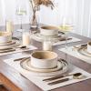 imageAmorArc Ceramic Dinnerware Sets Handmade Reactive Glaze Stoneware Plates and Bowls SetsHighly Chip and Crack Resistant  Dishwasher ampamp Microwave Safe Dishes Set Service for 4 12pcReactive Sand