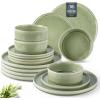 imageAmorArc Ceramic Dinnerware Sets Handmade Reactive Glaze Stoneware Plates and Bowls SetsHighly Chip and Crack Resistant  Dishwasher ampamp Microwave Safe Dishes Set Service for 4 12pcOliver Green