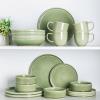 imageAmorArc Ceramic Dinnerware Sets Handmade Reactive Glaze Stoneware Plates and Bowls SetsHighly Chip and Crack Resistant  Dishwasher ampamp Microwave Safe Dishes Set Service for 4 12pcOliver Green