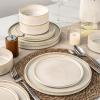 imageAmorArc Ceramic Dinnerware Sets Handmade Reactive Glaze Stoneware Plates and Bowls SetsHighly Chip and Crack Resistant  Dishwasher ampamp Microwave Safe Dishes Set Service for 4 12pcVanilla White