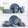 imageAmorArc Ceramic Dinnerware Sets Handmade Reactive Glaze Stoneware Plates and Bowls SetsHighly Chip and Crack Resistant  Dishwasher ampamp Microwave Safe Dishes Set Service for 4 12pcCeylon Blue