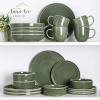 imageAmorArc Ceramic Dinnerware Sets Handmade Reactive Glaze Stoneware Plates and Bowls SetsHighly Chip and Crack Resistant  Dishwasher ampamp Microwave Safe Dishes Set Service for 4 12pcJade Green