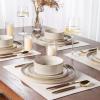 imageAmorArc Ceramic Dinnerware Sets Handmade Reactive Glaze Stoneware Plates and Bowls SetsHighly Chip and Crack Resistant  Dishwasher ampamp Microwave Safe Dishes Set Service for 4 12pcVanilla White
