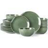 imageAmorArc Ceramic Dinnerware Sets for 4 12 Pieces Handpainted Stoneware Plates and Bowls Set Scratch Resistant Dishes Set Dishwasher ampamp Microwave Safe Reactive ColorJade Green