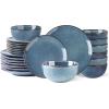 imageAmorArc Ceramic Dinnerware Sets for 4 12 Pieces Handpainted Stoneware Plates and Bowls Set Scratch Resistant Dishes Set Dishwasher ampamp Microwave Safe Reactive ColorCeylon Blue