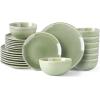 imageAmorArc Ceramic Dinnerware Sets for 4 12 Pieces Handpainted Stoneware Plates and Bowls Set Scratch Resistant Dishes Set Dishwasher ampamp Microwave Safe Reactive ColorOlive Green