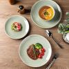 imageAmorArc Ceramic Dinnerware Sets for 4 12 Pieces Handpainted Stoneware Plates and Bowls Set Scratch Resistant Dishes Set Dishwasher ampamp Microwave Safe Reactive ColorOlive Green