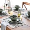 imageAmorArc Ceramic Dinnerware Sets for 4 12 Pieces Handpainted Stoneware Plates and Bowls Set Scratch Resistant Dishes Set Dishwasher ampamp Microwave Safe Reactive ColorJade Green