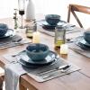 imageAmorArc Ceramic Dinnerware Sets for 4 12 Pieces Handpainted Stoneware Plates and Bowls Set Scratch Resistant Dishes Set Dishwasher ampamp Microwave Safe Reactive ColorCeylon Blue