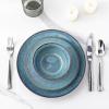 imageAmorArc Ceramic Dinnerware Sets for 4 12 Pieces Handpainted Stoneware Plates and Bowls Set Scratch Resistant Dishes Set Dishwasher ampamp Microwave Safe Reactive ColorCeylon Blue
